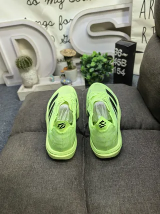 Adidas Green Black Knit Upper Three-Stripe Side Branding Running Shoes