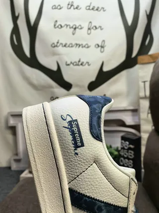Stussy Beige Navy Low-Top Cupsole Lifestyle Sneakers