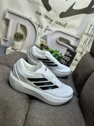 Adidas White Knit Three-Stripe Sculpted Midsole Lifestyle Sneakers
