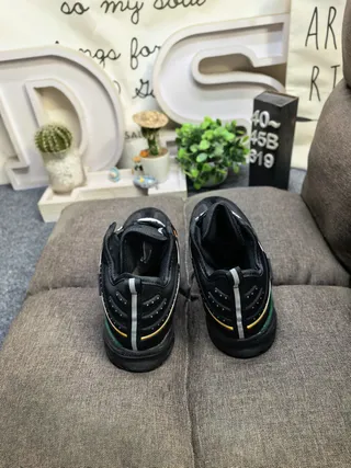 Adidas Black Army Green Sole Layered Suede And Mesh Upper Chunky Sneakers