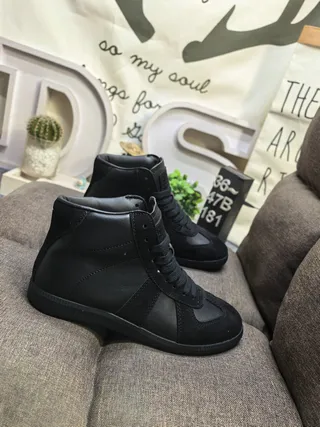 Brown Beige High-Top Leather Upper Ankle Boots