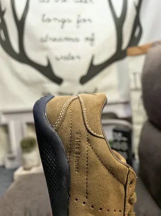 Tan Suede Perforated Low-Top Sneakers