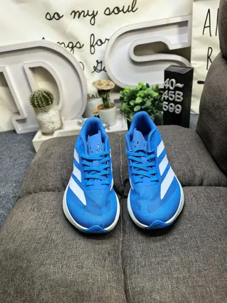 Adidas Blue Silver Engineered Mesh Upper Sculpted Dual-Density Midsole Running Shoes