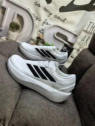 Adidas White Knit Three-Stripe Sculpted Midsole Lifestyle Sneakers