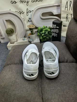 Adidas White Knit Three-Stripe Sculpted Midsole Lifestyle Sneakers