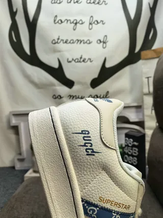 Stussy Beige Navy Low-Top Cupsole Lifestyle Sneakers