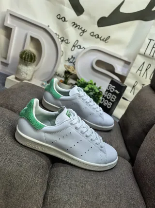 Adidas Stan Smith White and Green Lifestyle Sneakers