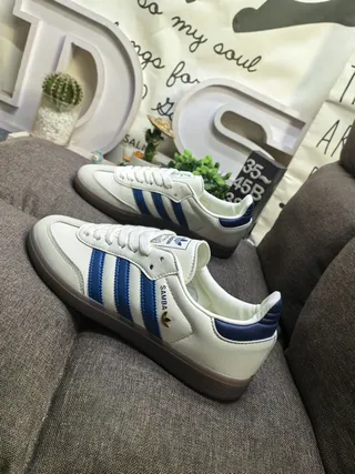 Adidas Samba Off-White and Blue Lifestyle Sneakers