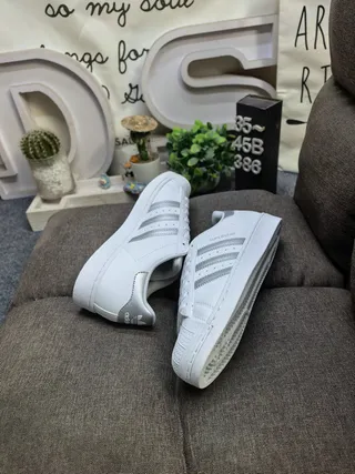 Adidas Superstar White and Gray Lifestyle Sneakers