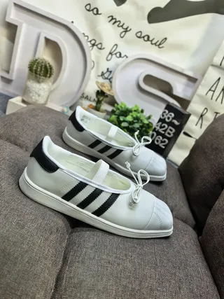 Adidas White Black Laceless T-Strap Three-Stripe Side Panel Lifestyle Sneakers