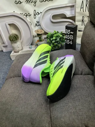 Adidas Adizero Evo SL 2 Neon Green Purple Running Shoes