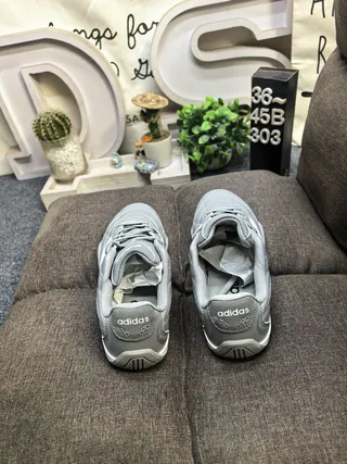 Adidas Gray White Quilted Upper Three-Stripe Side Panel Sneakers