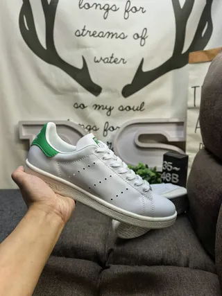 Adidas Stan Smith White and Green Lifestyle Sneakers