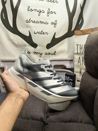Adidas Gradient Silver-Gray Triple Stripe Sculpted Midsole Chunky Sneakers