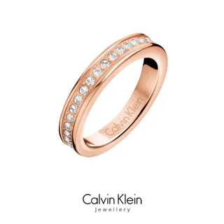 Calvin Klein Polished Rose Gold Engraved Band Ring