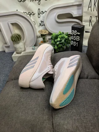 Adidas Beige Green Platform Sole Mesh Upper Chunky Sneakers