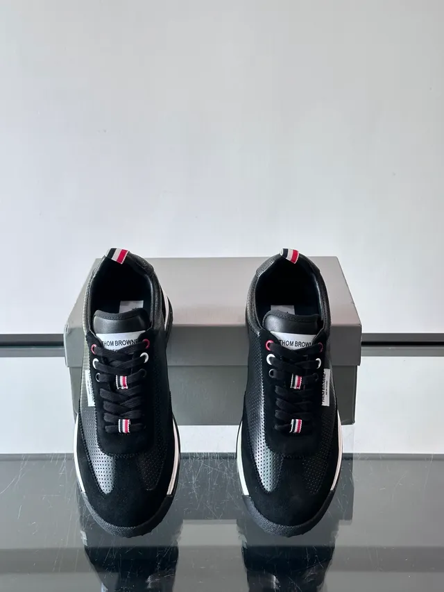 Thom Browne Black Perforated Suede Lifestyle Sneakers