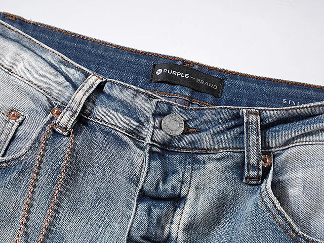 Purple Brand Distressed Light-Wash Paint-Splatter Jeans