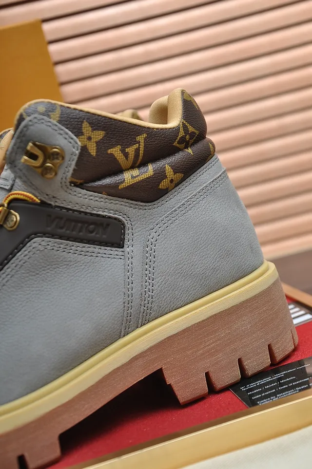 Louis Vuitton Trail Gray Suede and Monogram Work Boots