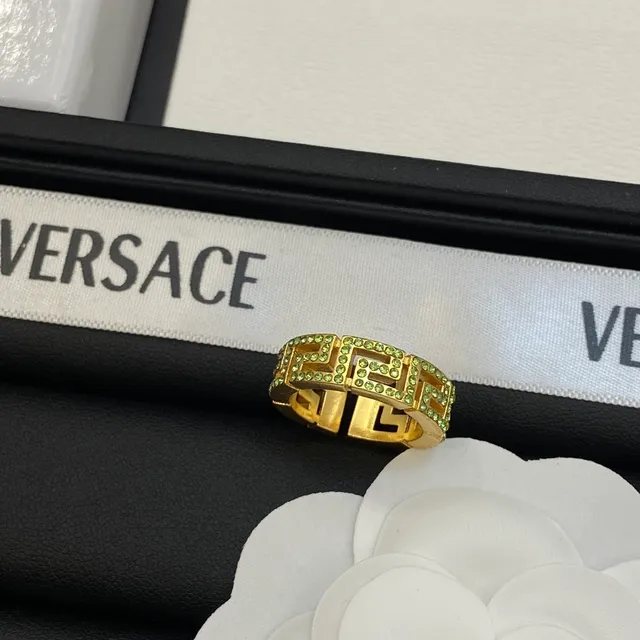 Versace Greca Odissea Crystal-Encrusted Gold-Tone Ring