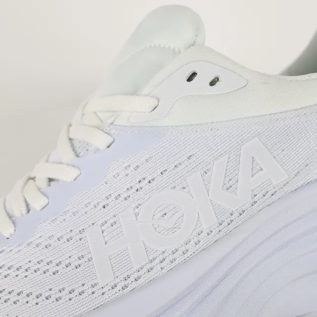 Hoka White Green Engineered Mesh Upper Multi-Layered Ridged Midsole Running Shoes