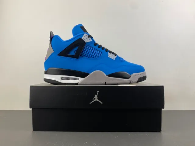 Air Jordan 4 Bright Blue Black Gray Basketball Shoes