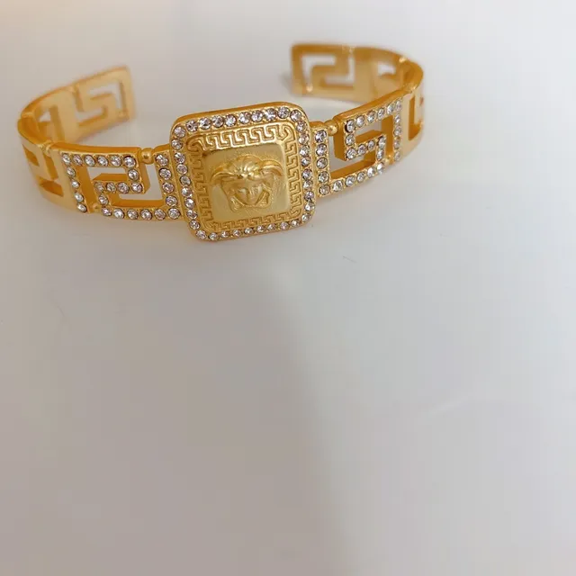 Versace Gold Silver Pavé-Crystal Bracelet