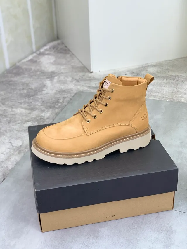 UGG Tasman Beige White Suede Upper Lace-Up Front Work Boots