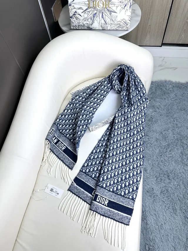 Dior Rey-KlaviK Noir Oblique Cashmere Scarf