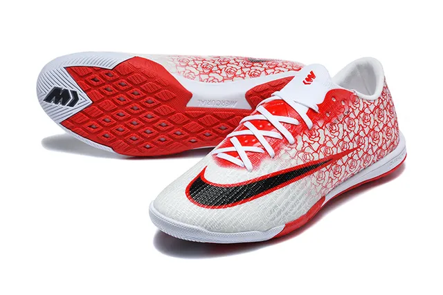 Nike Mercurial Red White Low-Cut Synthetic Upper Indoor Soccer Shoes