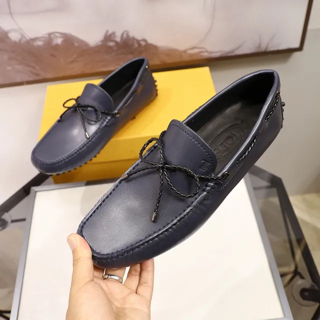 Tod's Loafer Navy Black Leather Braided Rope Bow Loafer