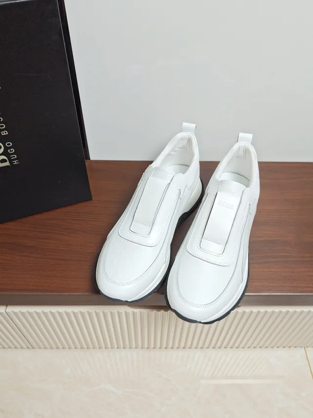 Hugo Boss White Slip-On Leather Lifestyle Sneakers