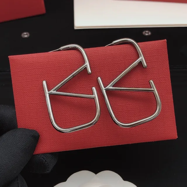 Valentino VLTN Geometric Open-Frame Silver Earrings