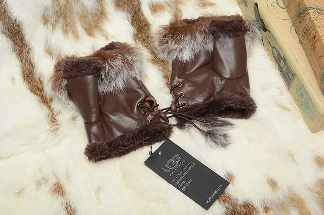 UGG Fur-Trimmed Leather Pouch Bucket Bag