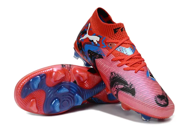 Puma Future Z Graphic Print Red Pink Blue Firm-Ground Soccer Shoes
