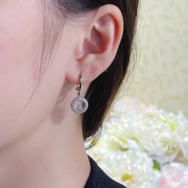 Chopard Happy Diamonds Circular Pavé Diamond Rotating Capsule Earrings