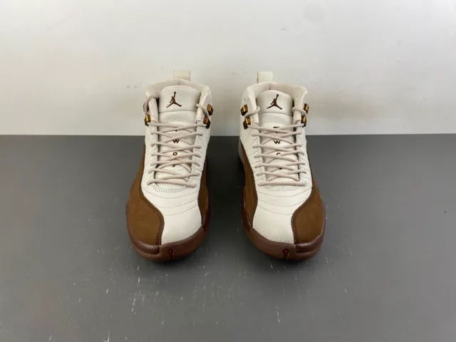 Air Jordan 12 Off-White and Brown Leather Basketball Shoes