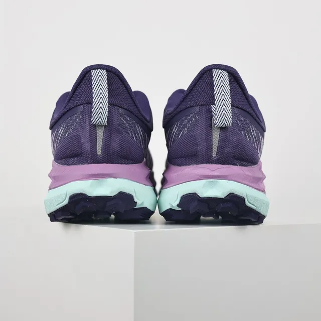 Hoka Clifton Purple Pink Knit Upper Rocker Sole Running Shoes
