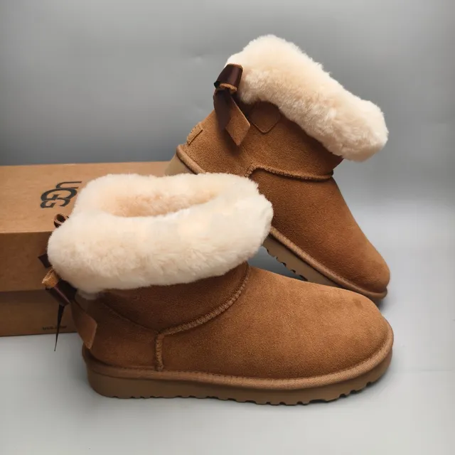 UGG Tasman Brown Suede Shearling Cuff Snow Boots