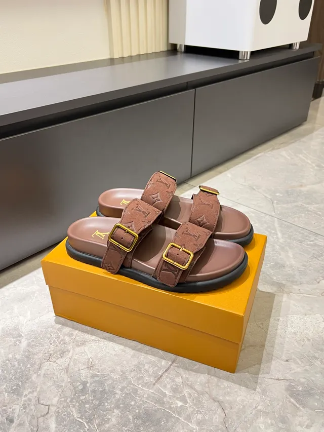 Louis Vuitton Slide Monogram Double-Strap Casual Sandals