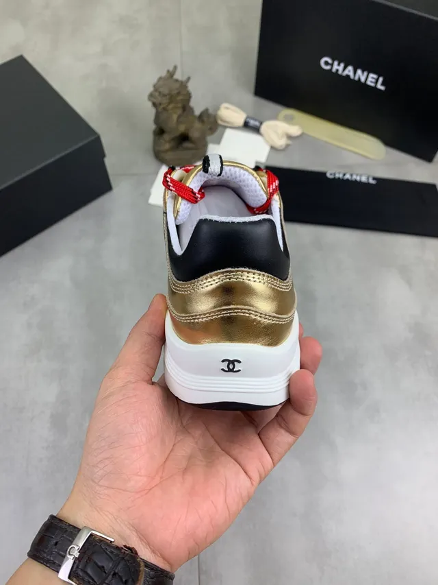 Chanel Runner Metallic Gold Blue Red Lifestyle Sneakers