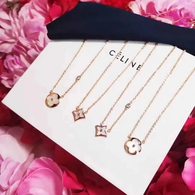 Céline Triomphe Floral Mother-of-Pearl Pendant Necklace