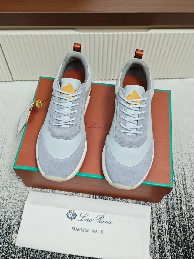 Loro Piana Gray Suede and Smooth Leather Lifestyle Sneaker