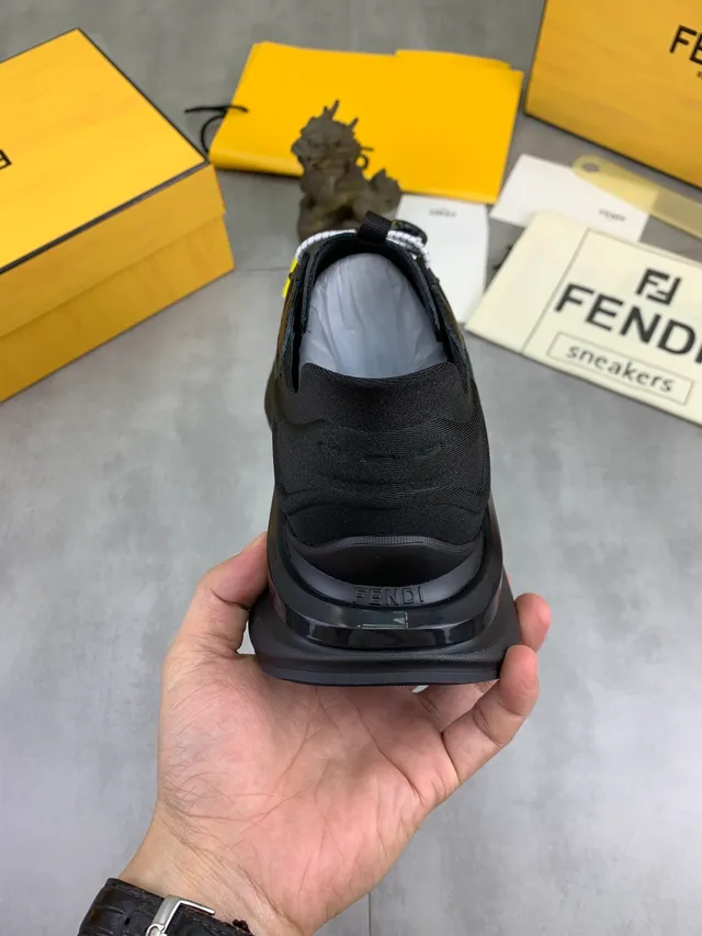 Fendi Runner FF Jacquard Black Brown Chunky Sneakers