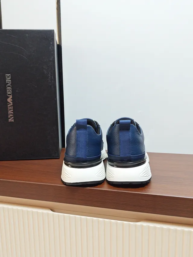 Emporio Armani Navy Leather Lifestyle Sneaker