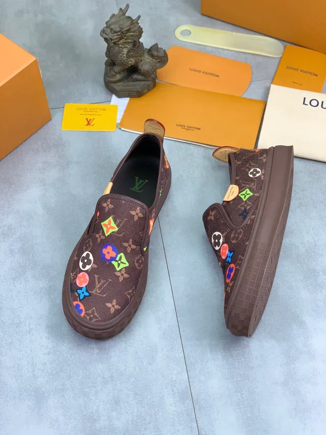 Louis Vuitton Brown Multicolor Monogram Colorful Floral Print Canvas Shoes