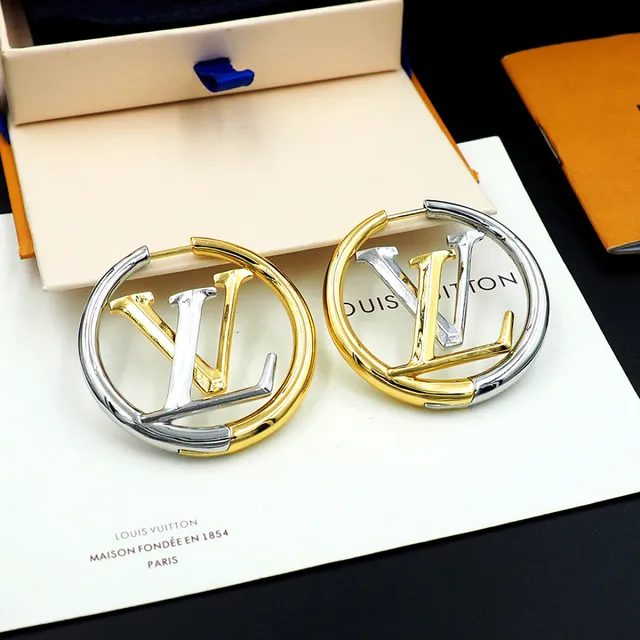Louis Vuitton LV Circle Hoop Two-Tone Gold Silver Earrings