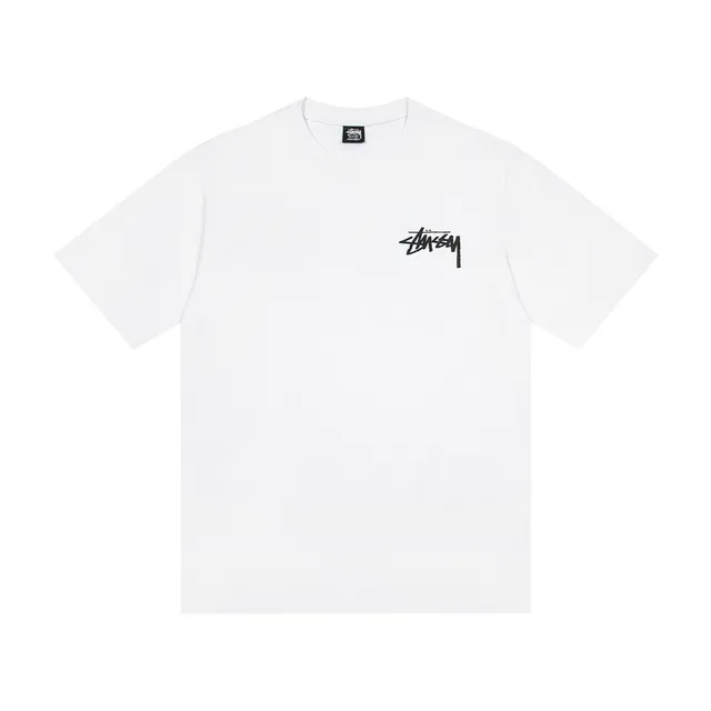 Stussy White Black Crew Neck Short Sleeve T-Shirt