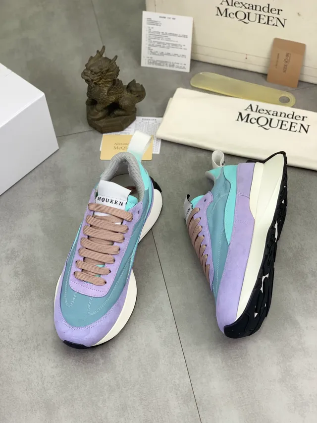 Alexander McQueen Purple Blue Oversized Silhouette Mixed-Material Upper Lifestyle Sneakers