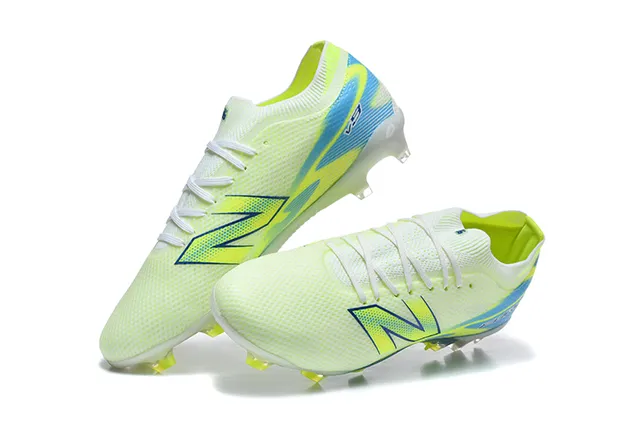 New Balance Furon Yellow Blue Knit Upper Translucent Sole Firm-Ground Soccer Shoes